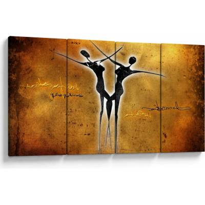 Obraz malby tanečního páru, Čtyřdílný 160x80 cm