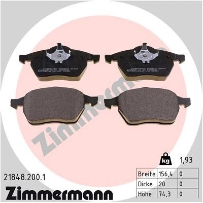ZIMMERMANN Sada brzdových platničiek kotúčovej brzdy 218482001
