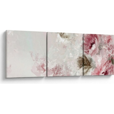 Obraz - Malba růžových květů, třídílný 90x30 cm