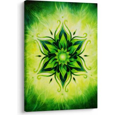 Obraz - Kvetinová mandala v zelenom pozadí, jednodielny 50x70 cm