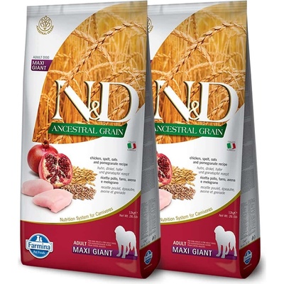 N&D Ancestral Grain Dog Adult Maxi Giant Chicken Spelt Oats & Pomegranate 2 x 12 kg