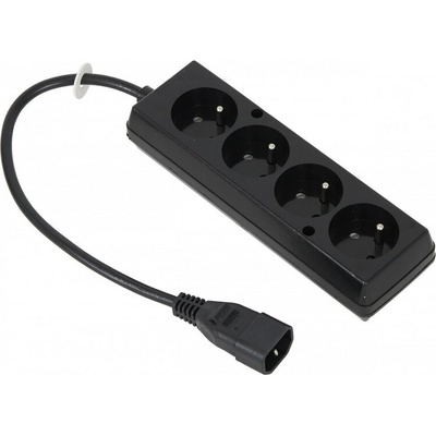 Prodlužovací kabel pro UPS 4 zásuvky (z C14 IEC320 na 4 CEE 7/5 FR, CZ zásuvky) max.10A, délka 30 cm, černý; WN217-3/07/0.3BK-4