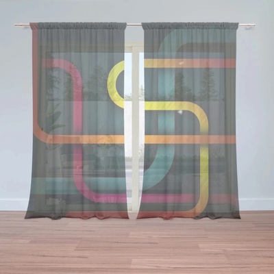 Sablio Záclony Barevné klikyháky: 2ks 150x250cm – Hledejceny.cz