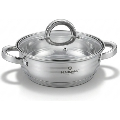 Pro-Tech shop Nízký nerezový kastrol se skleněným víkem Gourmet Line 20cm 2L 55767