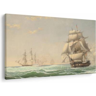 Obraz - Fitz Henry Lane, The United States Frigate President Engaging the British Squadron, reprodukcia, jednodielne 150x100 cm