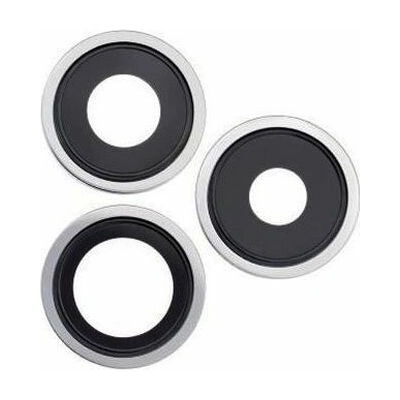 Apple iPhone 14 Pro, 14 Pro Max - Sklíčko Zadní Kamery s Rámem (Silver) - 3ks, Silver