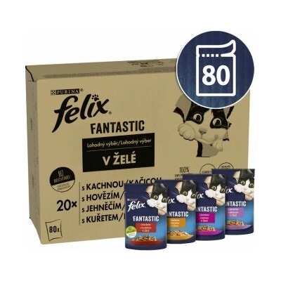 Felix Fantastic hovädzie kura kačica jahňacie v želé 80 x 85 g