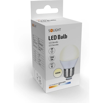 Solight žiarovka LED WZ429 8W, E27, 4000K, 160°, 720lm, denní biela