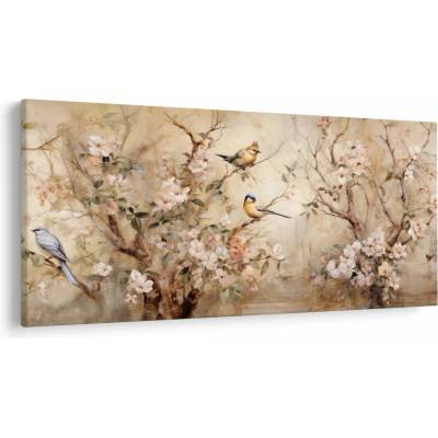 Obraz - Vintage maľba vtáčikov II., jednodielne 250x125 cm