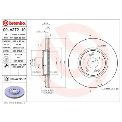 BREMBO brzdový kotúč 09.A272.11, sada 2 ks