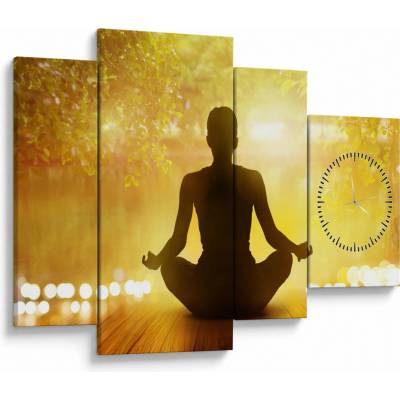 Obraz - Meditácia (s hodinami), štvordielne 110x75 cm s hodinami
