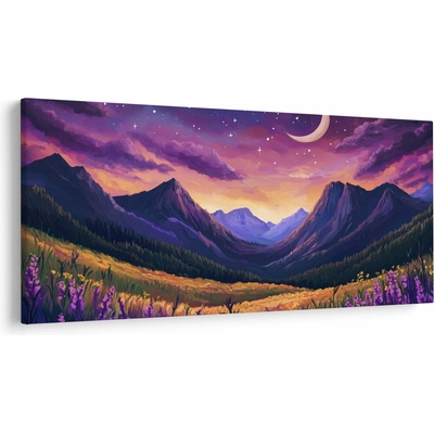 Obraz - Fialová krajina, jednodílný 200x100 cm