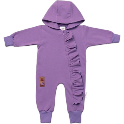Teplákový overal s volánikom a kapucňou GIRL Baby Nellys fialový
