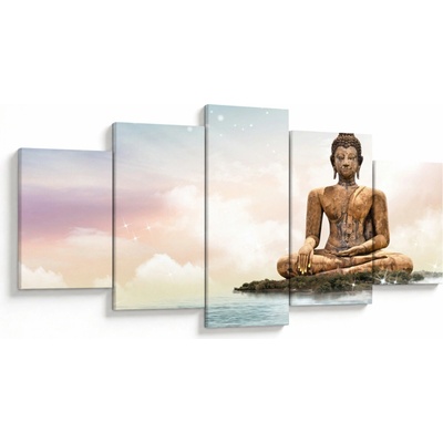Obraz - Budha dozerajúci na zemi, päťdielne 150x80 cm