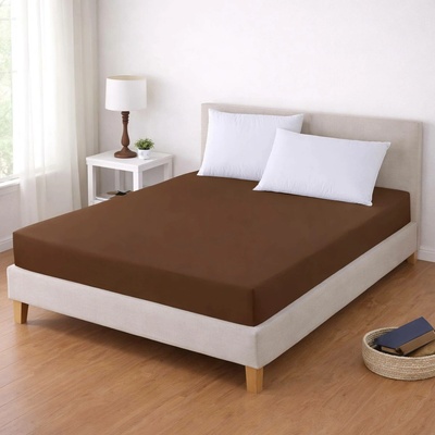 TextilCentrum Luxusní napínací mako-jersey prostěradlo s lycrou deluxe Collection elastické čokoládové 180x200