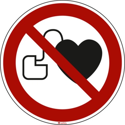 Značka Kardiostimulátor/defibrilátor, ISO 7010, fólia, SK, 100 mm, 10 ks