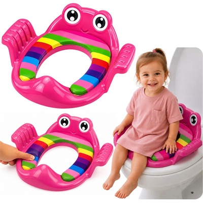 Tomido Dětské WC sedátko měkké úchyty růžové