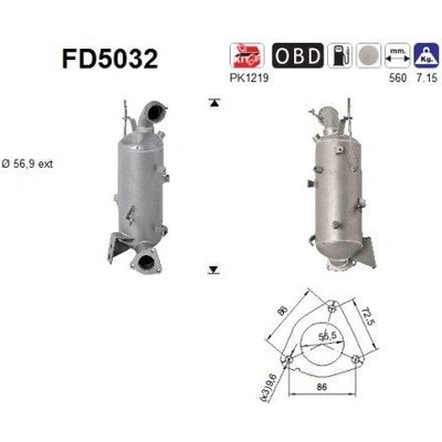 Filter sadzí pevných častíc výfukového systému AS FD5032