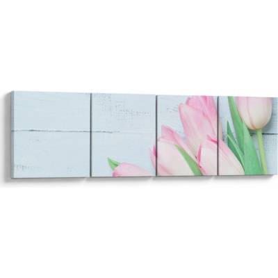 Obraz - Kytica tulipánov, štvordielne 160x40 cm
