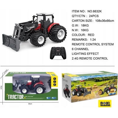 Ramiz Traktor + buldozér R/C červený 1:24