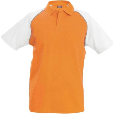 Kariban pánská polokošile s kontrastními rukávy Baseball bílá oranžová
