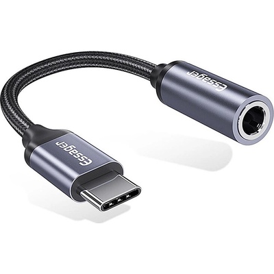 AppleMix Adaptér ESSAGER USB-C na 3,5 mm jack - 10 cm - čierny / sivý