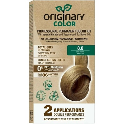 Herbatica Profesionální sada na barvení vlasů s keratinem a rostlinnými oleji Originary Color Barva: Světlá blond 8/0