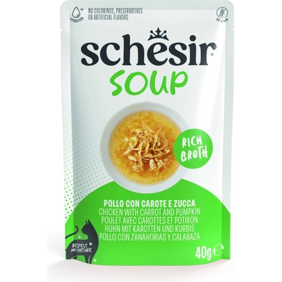 Schesir Cat Soup kuřecí s mrkví a dýní 12 x 40 g