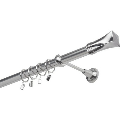 OK-GarnýžeCZ Garnýž kovová jednořadá 25mm Swing nerez 360 cm do stěny / kroužky s žabkou