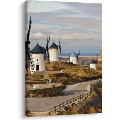 Obraz - Veterné mlyny Consuegra, Španielsko, jednodielny 50x70 cm