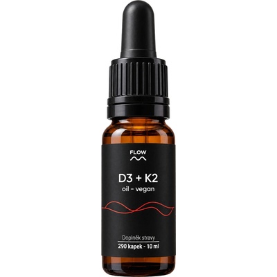 Flow D3 + K2 Vegan Oil kapky pro podporu imunity, kostí a činnosti svalů 10 ml