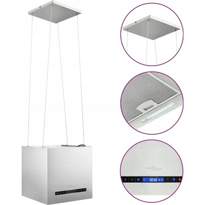 zahrada-XL Závěsná ostrůvková digestoř dotykový senzor LCD 37cm nerez ocel