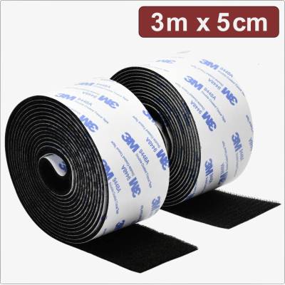 Quadrios 24CA322 pásek se suchým zipem, lepicí, háčková a flaušová část, (d x š) 3 m x 5 cm, černá, 3 m