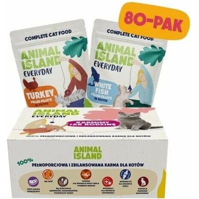 ANIMAL ISLAND Turkey / White fish Fillets in broth 80 x 85 g