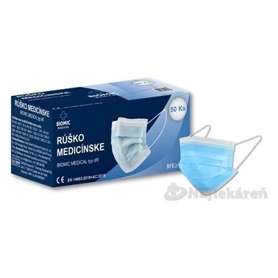 Biomic Medicínská rouška typ IIR modrá 50 ks