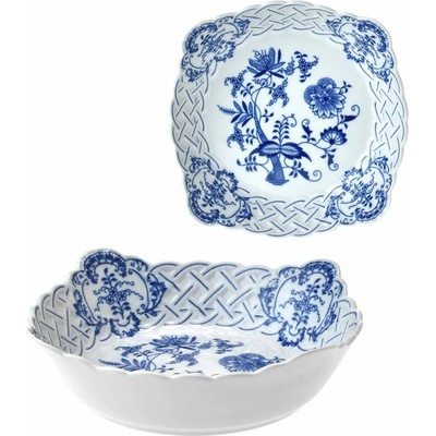 Český porcelán Cibulák Mísa čtyřhranná reliéfní 21,0 cm