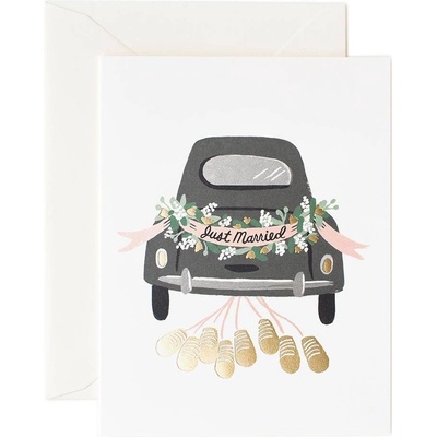Rifle Paper Co. Svatební přání s obálkou Just Married, krémová barva, papír