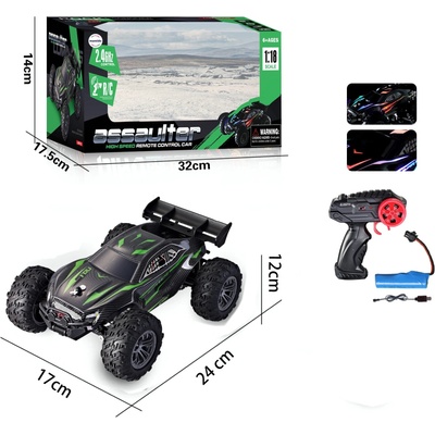 Mamido RC Terénní Auto na dálkové ovládání s LED světly 2,4 GHz, zelené 1:18