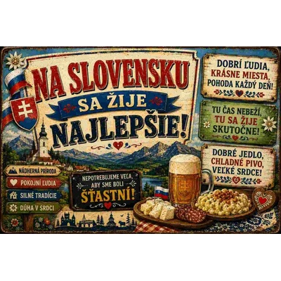 CAB Design - Metal Signs & Decor Plechová ceduľa Na Slovensku sa žije najlepšie!
