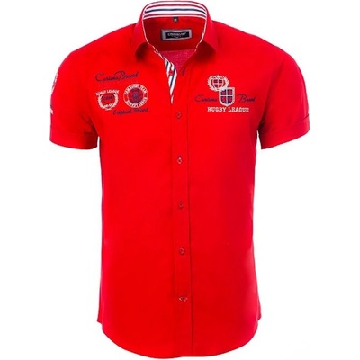 Carisma pánská košile krátký rukáv slim fit 9002 červená