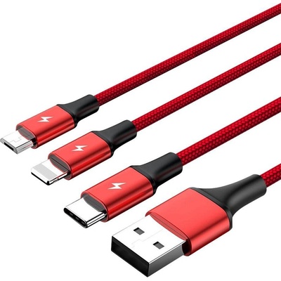 Unitek C4049RD USB A USB C/Micro-USB B/Lightning, 1,2m, červený