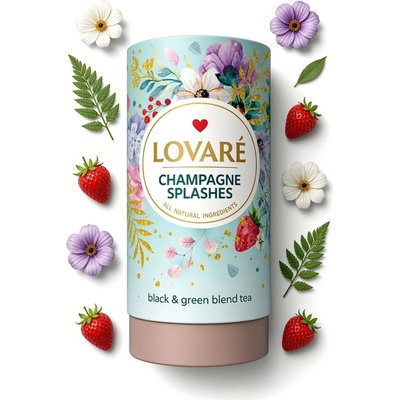 Lovaré CHAMPAGNE SPLASHES, černý a zelený sypaný čaj 80 g
