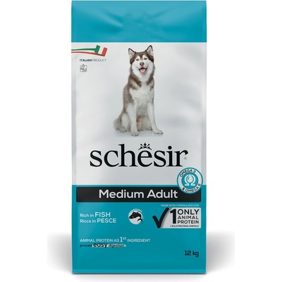 Schesir Dog Medium Adult Tuniak a sleď s ryžou 12 kg