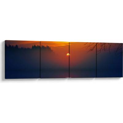 Obraz mostu při západu slunce, Čtyřdílný 160x40 cm
