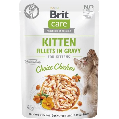 Brit Care Cat Kitten Fillets in Gravy Choice Chicken Enriched with Sea Buckthorn and Nasturtium 24 x 85 g
