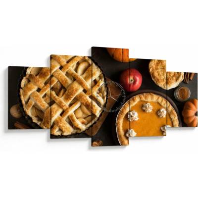 Obraz - Tekvicový koláč (s hodinami), päťdielne 150x80 cm s hodinami
