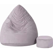 TopKing sedací vak XXXXL + podnožník XL velúr sivý
