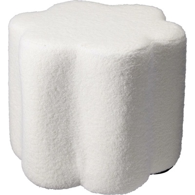 Home Styling Collection Taburet květina YORE plyšový potah beránek 34 x 34 x 29 cm bílý