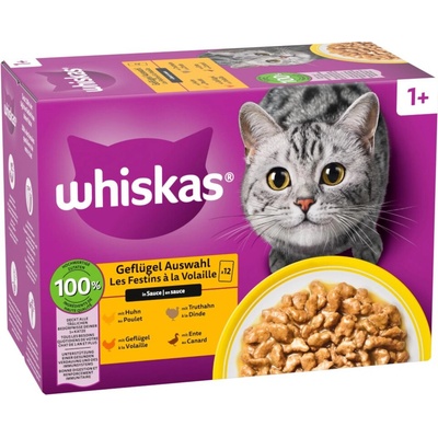 MultiWhiskas 1+ Adult 12 x hydinový výber v želé 85 g