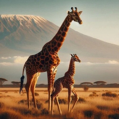 Pohlednice 3D Two Giraffes